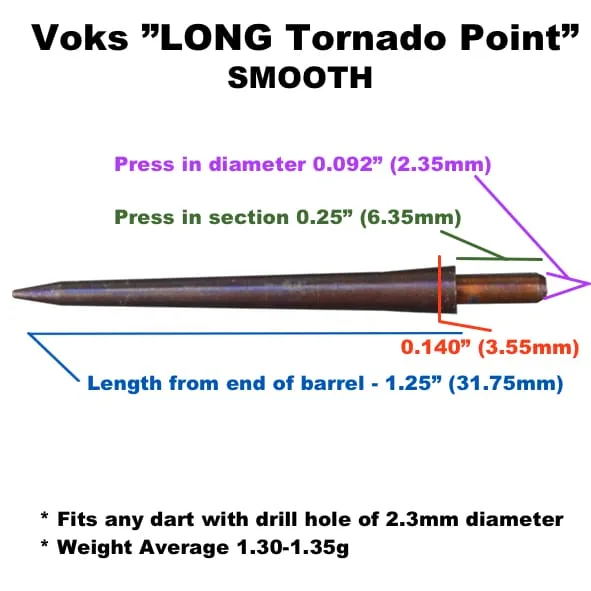 LONG Metal Finish Tornado Points - SMOOTH - Image 2